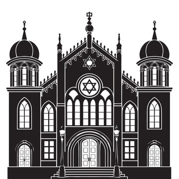 black synagogue building silhouette clip art preview