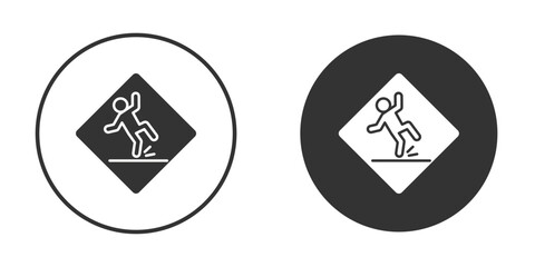 Wet Floor signs in trendy flat design versions in black and white.
