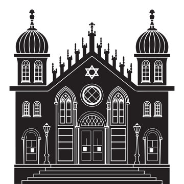 black synagogue building silhouette clip art preview