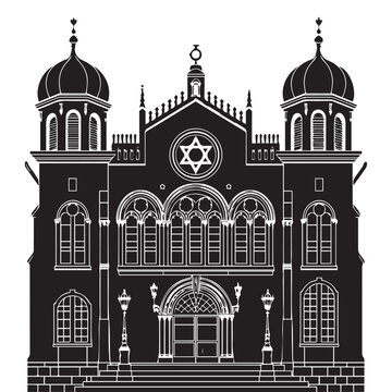 black and white synagogue building clip art preview