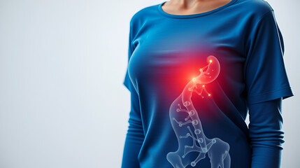 Digital composite of highlighted stomach of woman