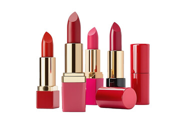 Obraz premium Set of Colorful Lipsticks in Red and Nude Shades png