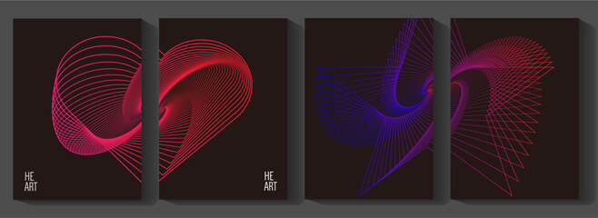 ハートと星の背景セット