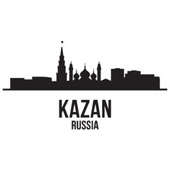 Obraz premium Kazan skyline horizontal banner. Kazan, Russia. Vector template for your design. Vector black silhouette. with white background