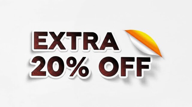 Promotional graphic displaying "EXTRA 20% OFF" with a curled corner design element, on a clean white background.