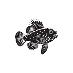 Fototapeta premium Gory fish silhouette vector illustration logo design sticker