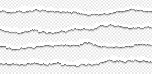 Ripped paper strips with rough torn edges