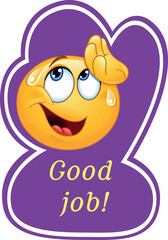Obraz premium Good Job for kids – classroom rule sticker with cute emoji