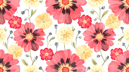 Seamless floral pattern watercolor, Colorful watercolor flowers background	