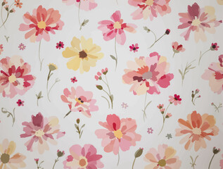 Seamless pattern with pink flowers, Seamless floral pattern