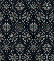 Abstract seamless color full traditional geometric circle bandhani paisley fabric effect ajrakh print bunch pattern  background design