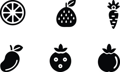fruits vector, fresh fruits icon logo, orange, mango, carrot, blueberry vector eps10 on transparent png