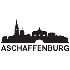 Fototapeta premium Aschaffenburg skyline silhouette. Black Aschaffenburg city. Vector black silhouette. with white background