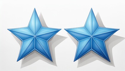 Obraz premium two simple light blue five pointed stars with white background perfect for rating feedback or decoration purposes
