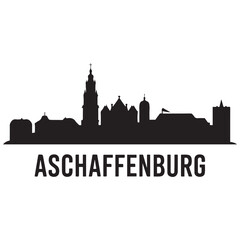 Fototapeta premium Aschaffenburg skyline silhouette. Black Aschaffenburg city. Vector black silhouette. with white background