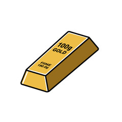 A stylized gold bar illustration featuring clean lines, bright gold coloring, and a white background, perfect for financial and investment themes, and graphic design projects.