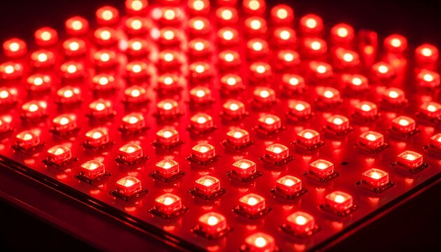 Close-up of red LED panel