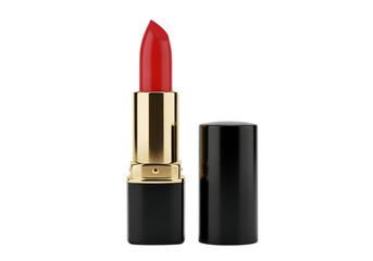 Obraz premium Classic red lipstick with gold accent isolated on transparent background