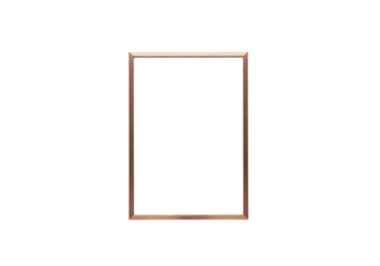 Rectangular golden frame with black center isolated on transparent background