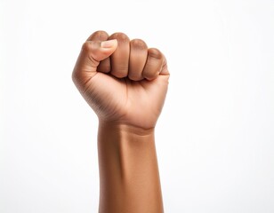 a fist raised in the air a symbol of hope and unity isolated on white background