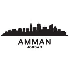 Obraz premium Amman skyline horizontal banner. Amman City, Jordan. Vector template for your design. Vector black silhouette. with white background