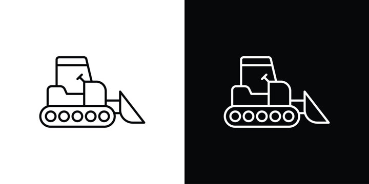 Bulldozer icon. Editable stroke line icons
