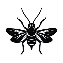Silhouette Simple Winged Grasshopper Insect Creature Bug Line Art Icon