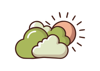 Partly cloudy weather icon with sun and cloud vector illustration