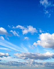 Obraz premium A vibrant blue sky dotted with fluffy white clouds