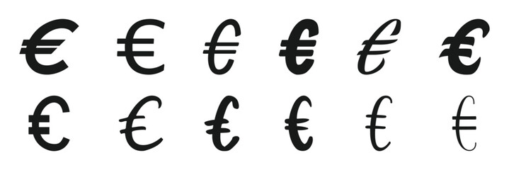 A bold black euro symbol on a white background representing european currency and financial transactions. Eps 10.