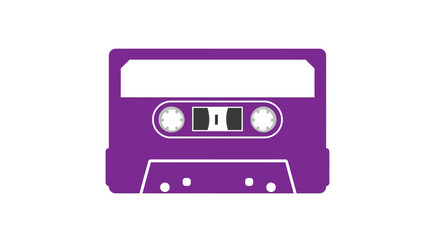 Obraz premium Vibrant purple retro audio cassette tape, a flat vector illustration with blank label space.