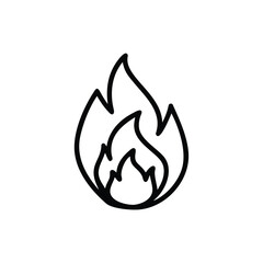 Minimalist outline a stylized flame on a fire heat