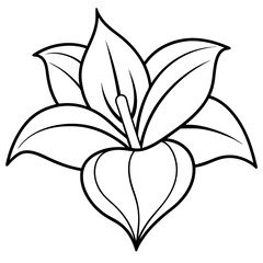 Hosta flower plant vector in flat clean cartoon design