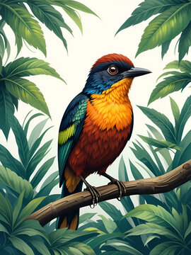 tropical bird Cuban trogon - vector illustration