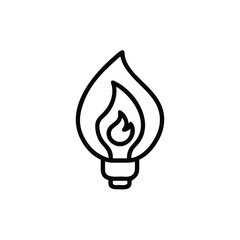 Outline a flame inside a light bulb on fire energy
