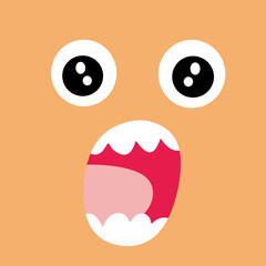 Shocked Face with Open Mouth and Big Eyes Illustration
