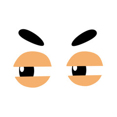 Angry Expression Face with Eyes and Eyebrows Illustration