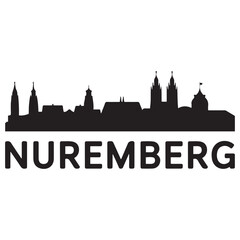 Naklejka premium Nuremberg skyline horizontal banner. Nuremberg, Germany. Vector template for your design. Vector black silhouette. with white background