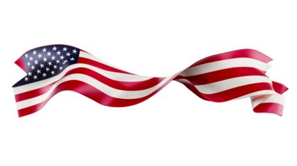 Wavy American flag design with transparent background for digital use