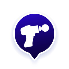 massage gun icon, percussive massager vector pictogram