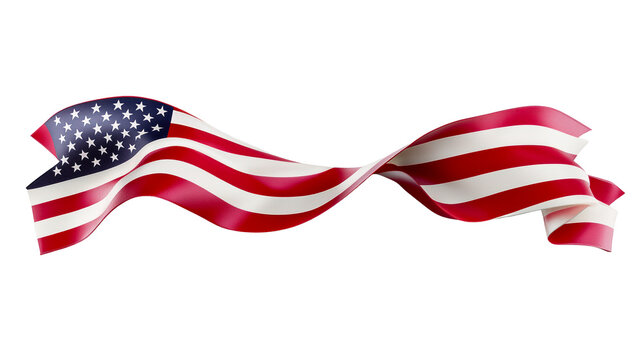 Wavy American flag design with transparent background for digital use