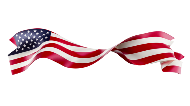 Wavy American flag design with transparent background for digital use