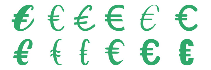 Silhouette euro symbol vector icon, european currency and financial transactions