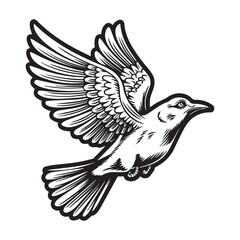 A vector illustration of a magical large bird flying towards the sky..