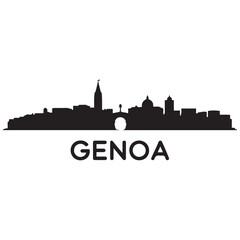 Obraz premium Genoa skyline silhouette. Black Genoa city. Vector black silhouette. with white background