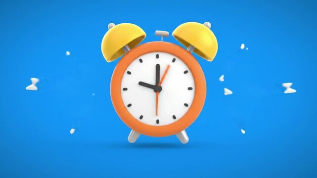 Cartoon Alarm Clock Rings in 3D Morning Style