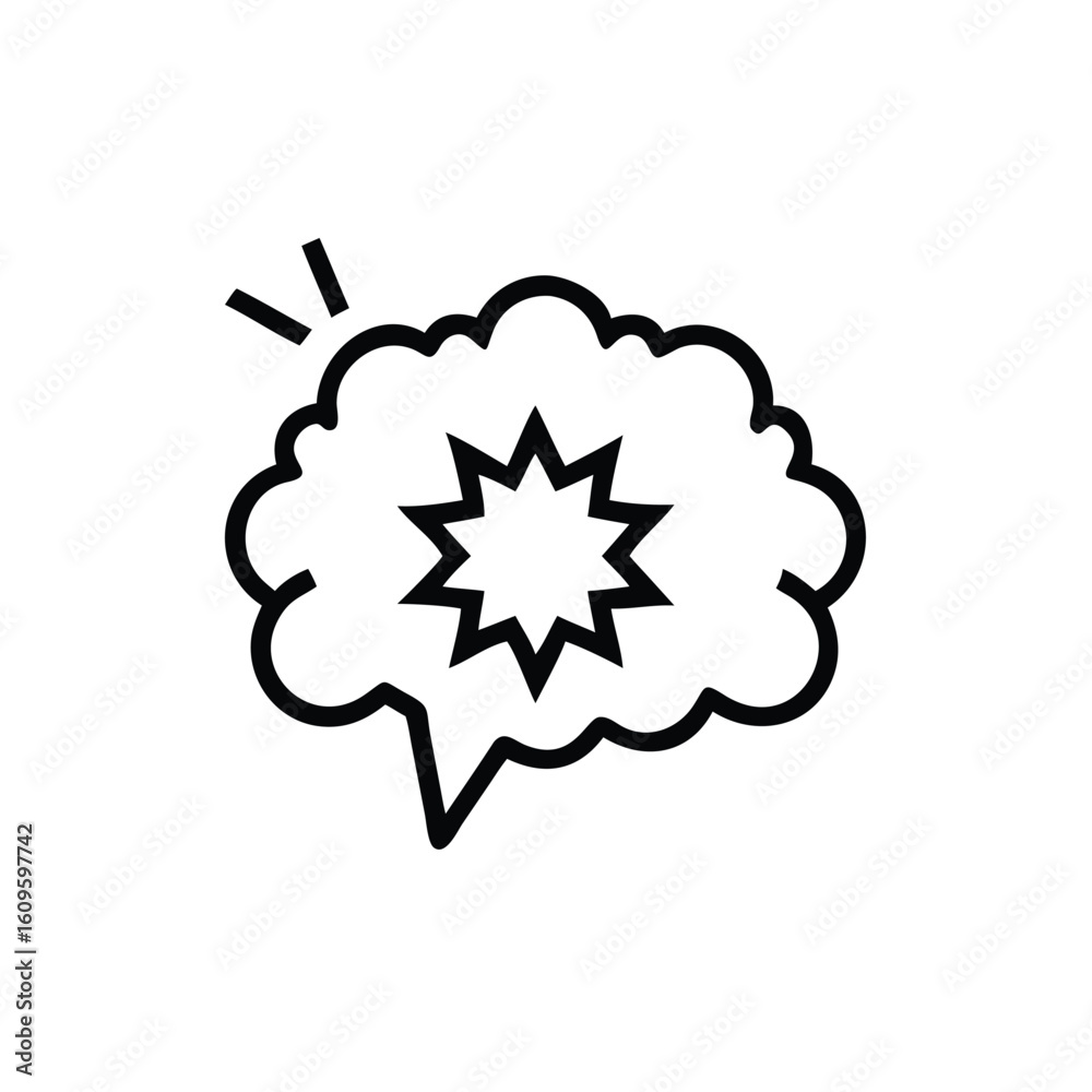 Poster outline exploding thought bubble with starburst explosion