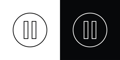 Pause button icon. Editable stroke line icons