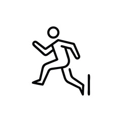 Outline icon a person jumping over a line leap movement