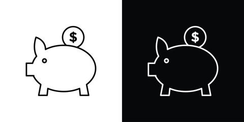 Piggy bank icon. Editable stroke line icons